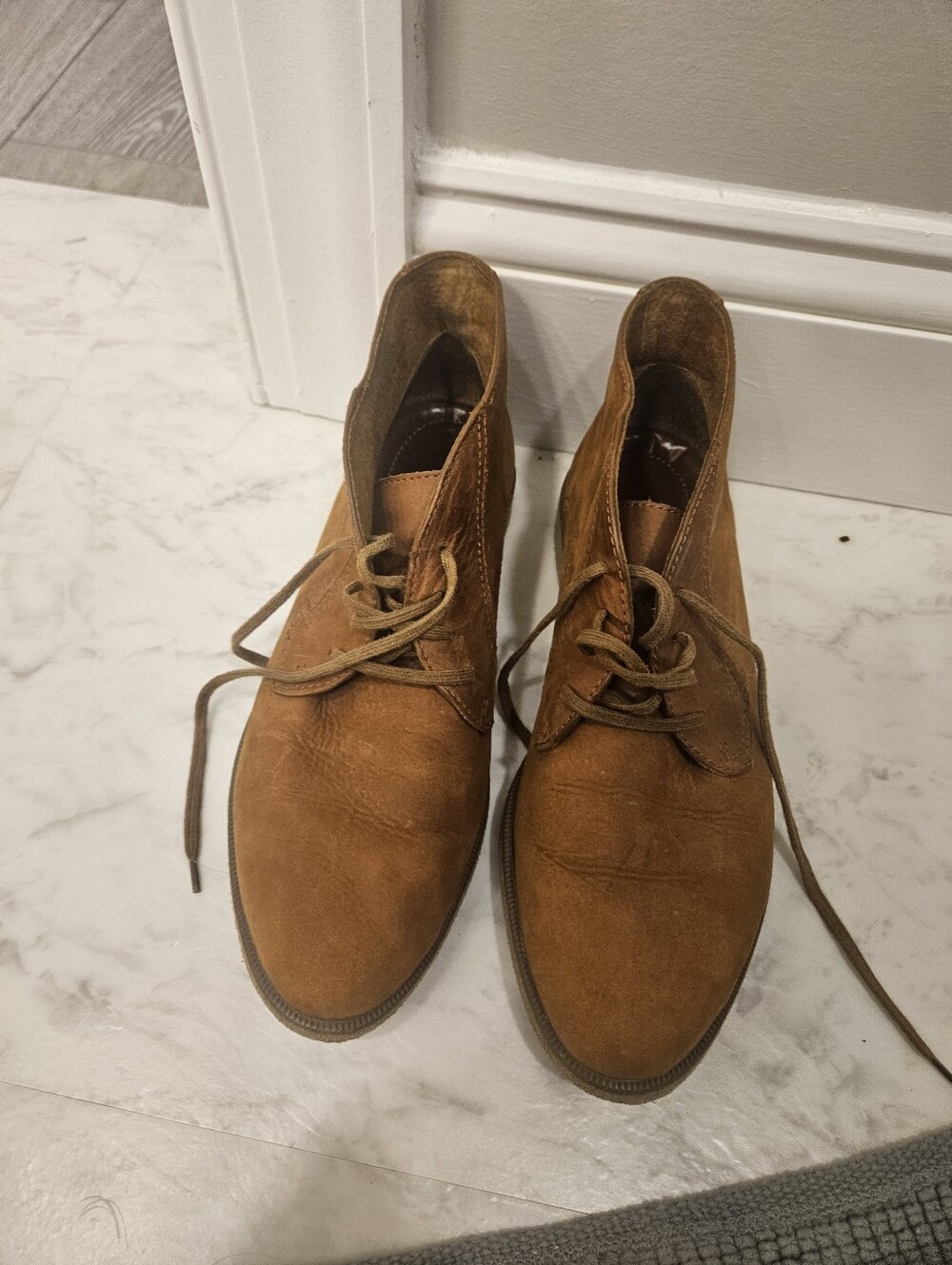 ​90s Vintage Clarks Mens 8 W Tan Suede Leather Chukka Boots Made In Brazil